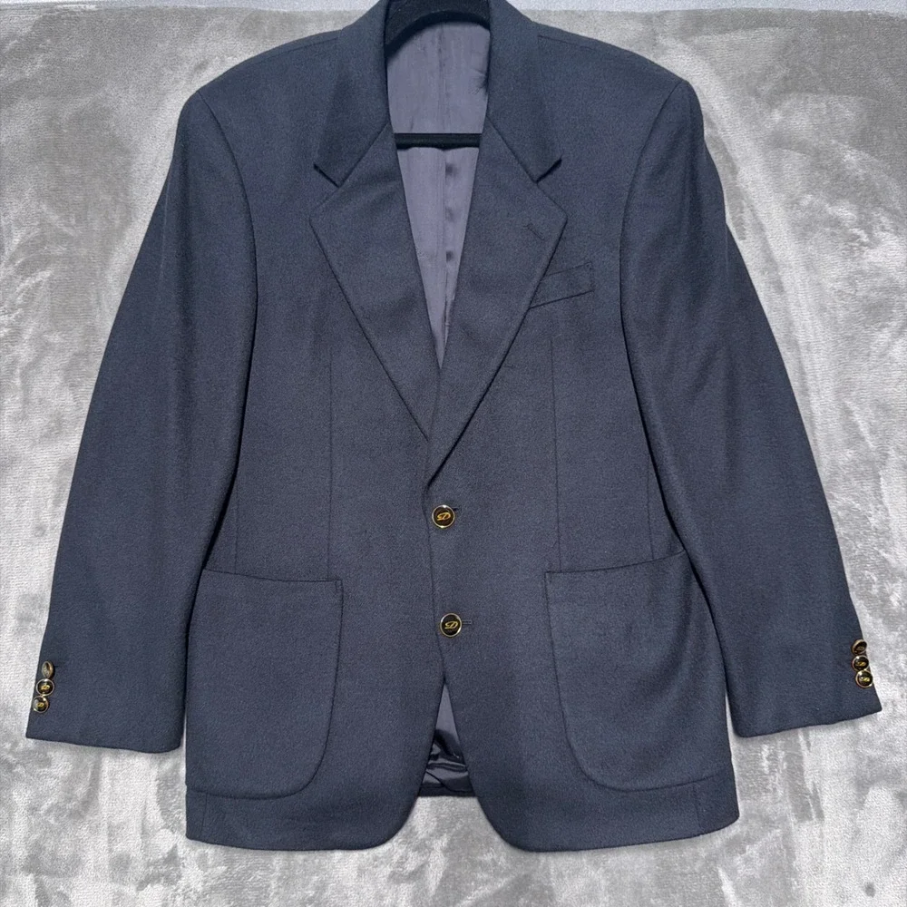 S.T. Dupont Cashmere Blazer Mens 48 (Fits US 40) Navy Sport Coat‎ Luxury